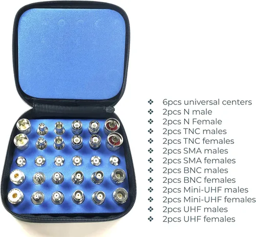 Miniatura 2 de Kit adaptador universal coaxial RF N TNC SMA BNC UHF Mini-UHF (kit solamente (sin cable))