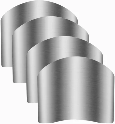 Niupiour Protectores de dedos de acero inoxidable, 4 paquetes de protectores de dedos para cortar, rebanar, cortar en cubitos, cortar vegetales,