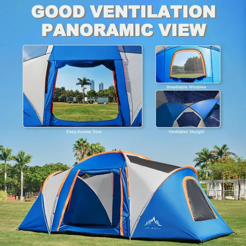 Miniatura 5 de uniHimal Tents for Camping, Waterproof 10 Person Family Tent with Double Layer & 4 Large Mesh Windows, Weather Resistant Easy Setup 2 Room Big Tent