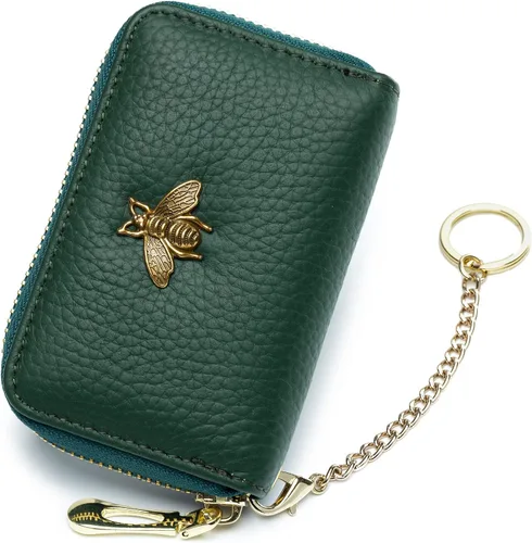 Miniatura 9 de imeetu Soporte para tarjetas de crédito RFID, cartera pequeña de cuero con cremallera para mujer
