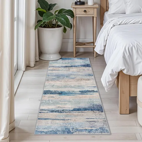 Miniatura 52 de Alfombra lavable para pasillo de 3 x 12 pulgadas, alfombras abstractas modernas con parte trasera antideslizante, alfombra ultra suave para cocina