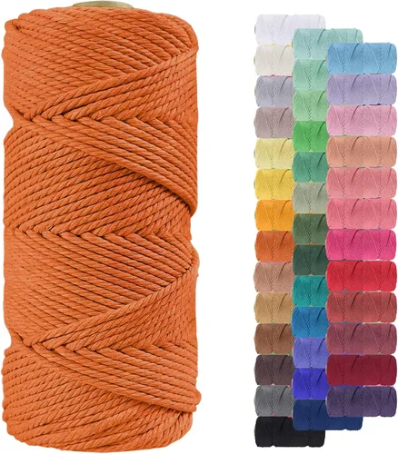 Miniatura 11 de Cuerda de macramé de 0.079 in para 219 yardas, cuerda de algodón natural para manualidades, hilo de cuerda de macramé de colores para colgar