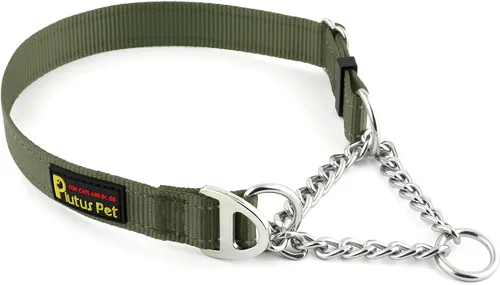 Miniatura 17 de Plutus Pet Martingale - Collar para perro con cadena de acero inoxidable y nailon reflectante, collar de entrenamiento ajustable sin tirones