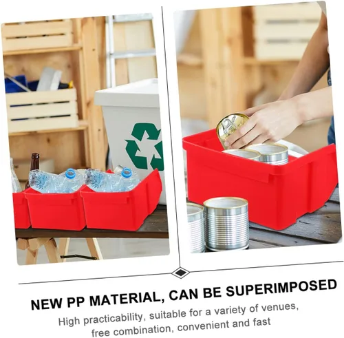 Miniatura 3 de DOITOOL Cajas de cajas de plástico con tapas, cubos de almacenamiento pequeños, cubos de almacenamiento apilables montados en la pared rojos