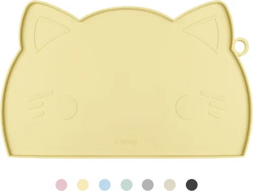 Miniatura 8 de Coomazy Tapete de alimentación para gatos y perros, tapete de silicona antideslizante más grueso con borde elevado, impermeable para alimentos