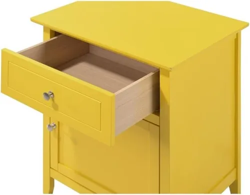 Miniatura 4 de Glory Furniture Izzy Mesita de noche de madera maciza con 1 cajón/1 puerta, color amarillo