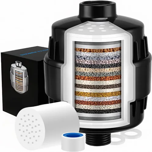 Filtro de ducha de 20 etapas, 99% de eliminación, filtro de cabezal de ducha resistente de alto rendimiento para agua dura, cloro, sustancias de