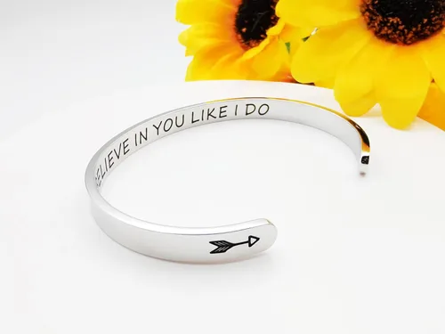 Miniatura 255 de Pulseras inspiradoras para mujer, joyería de acero inoxidable, con refranes, pulsera motivacional con mensaje oculto, pulseras grabadas para mejor