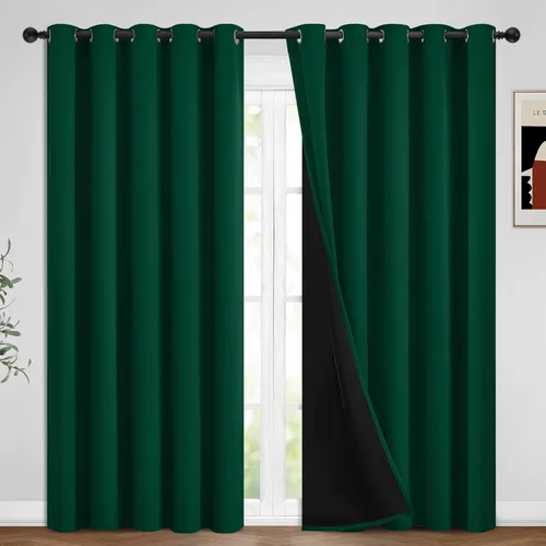 Miniatura 118 de Yakamok Cortinas negras, cortinas de ventana con aislamiento térmico y eficiencia energética para dormitorio, cortinas opacas completas y cortinas
