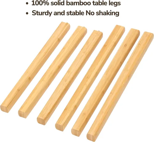 Miniatura 6 de BAMEOS Mesa auxiliar triangular anidable de bambú, juego de 2 mesas de café modernas y minimalistas para sala de estar (Nogal)