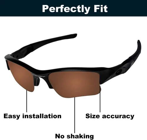 Miniatura 7 de Lentes de repuesto polarizadas antiagua salada para gafas de sol Oakley Flak 2.0 (ajuste asiático), paquete de 2 pares, Negro y plateado y verde