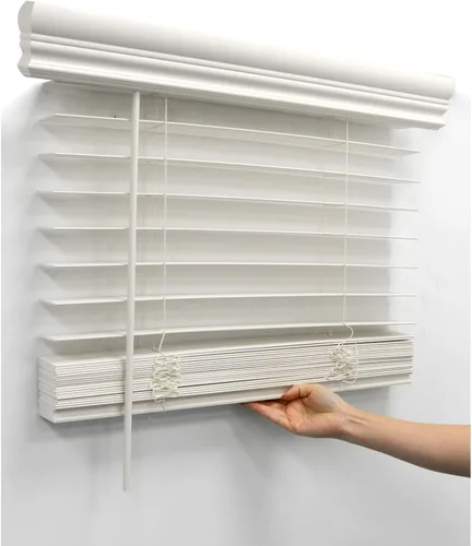 Miniatura 3 de METRO GALAXY Persianas horizontales venecianas de madera sintética de 2 pulgadas, persianas de ventana inalámbricas de montaje interior parcial, 18