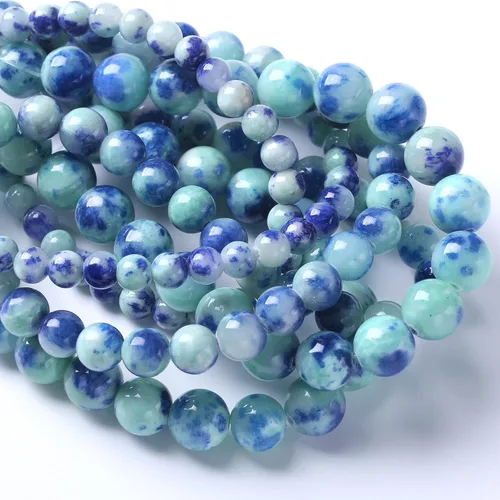 Miniatura 28 de 36 cuentas de calcedonia de jade rojo natural de 25/64 pulgadas (0.394 in), redondas sueltas, piedras preciosas energéticas curativas, para hacer
