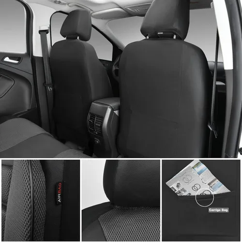 Miniatura 3 de CAR PASS Juego completo de fundas de asiento de automóvil de cuero con soporte lumbar de espuma 3D, fundas de asiento automotrices de malla de aire