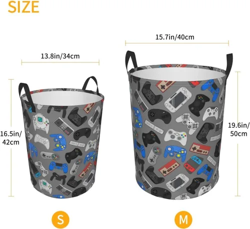 Miniatura 5 de Controlador de videojuegos con fondo gris, cesta de almacenamiento para juguetes, organizador de ropa, para el hogar, baño, dormitorio, guardería