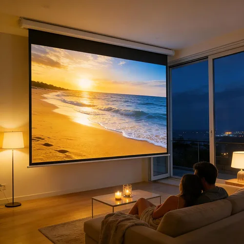 Miniatura 2 de YODOLLA Pantalla de Proyector Motorizada de 72", 16:9, 4K HD Desplegable Retráctil, Pantallas de Proyección Eléctricas Automáticas de Pared y Techo
