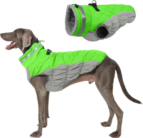 Miniatura 48 de Abrigo de invierno para perro, chaqueta grande para perro, chaqueta impermeable para mascotas con cremallera trasera, abrigo para mascotas con arnés