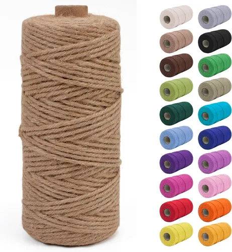 JeogYong - Cuerda de yute de 3 mm, 99,9 m, cuerda natural gruesa para jardín, ideal para manualidades, exterior, jardinería, envoltorios de regalo,