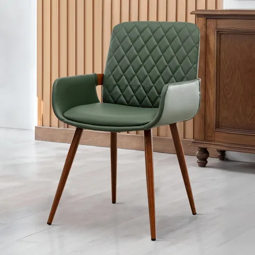Miniatura 21 de LUNLING Sillas de Comedor Modernas de Mediados de Siglo de Cuero Sintético, Sillas con Asiento Tapizado y Patas de Metal, Silla de Cocina de Cuero
