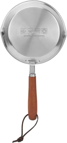 Miniatura 7 de Sonew Mini sartén de acero inoxidable, sartén antiadherente con mango de madera maciza para cocina de inducción, sartén portátil para restaurante