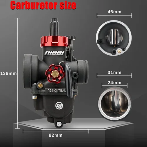 Miniatura 3 de NIBBI Carburador PE24 con kit de filtros de aire de 48mm, mejora el rendimiento de motocicletas de cross, compatible con 125cc-150cc para Apollo