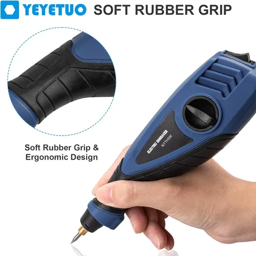 Miniatura 4 de Bolígrafo de grabado de 25 W, herramienta de grabado de potencia de 6 velocidades, bolígrafo grabador de mano con brocas de acero de carburo