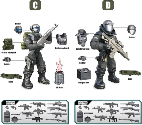 Miniatura 5 de MEIEST SWAT - Juego de 8 figuras de acción de policía urbana con múltiples accesorios de armas militares, juego de recuerdos de fiesta