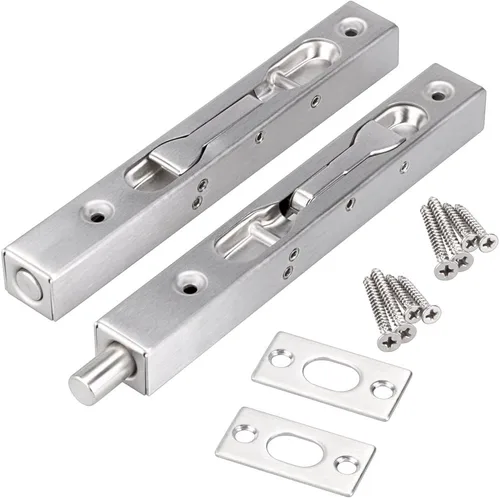 Miniatura 10 de Sumnacon 2 pernos de puerta de 8 pulgadas, cerraduras de puerta francesa de seguridad ocultas de acero inoxidable con herrajes, pernos de metal