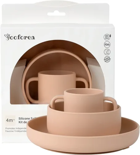 YOOFOREA Baby Led Weaning Supplies I Toddler Infant Baby Essentials First Stage I - Juego de alimentación para bebés, taza pequeña, ventosa y plato