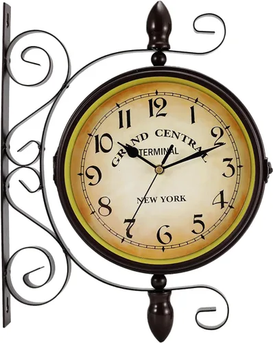 Dyna-Living Reloj de pared de doble cara de 8 pulgadas, reloj vintage montado en la pared, rotación de 360 grados, relojes de pared antiguos, reloj