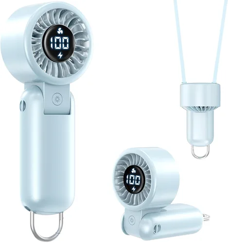 Miniatura 9 de Ventilador turbo portátil de mano con pantalla LED, refrigeración turboalimentada de 32 pies, larga duración, 5 velocidades de 4 onzas, ligero