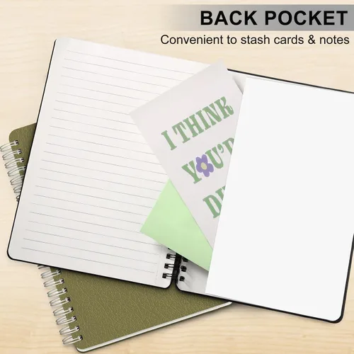 Miniatura 5 de Cuaderno de diario forrado en espiral, cuaderno A4 de cuero de tapa dura para el trabajo, 8.5 x 11 pulgadas, cuadernos de papel grueso de 100 GSM
