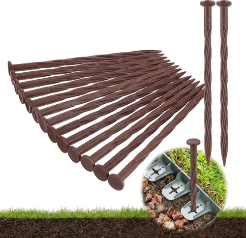 Miniatura 11 de Jetec 150 clavos de plástico negro de 8 pulgadas para bordes de paisaje, anclaje en espiral, clavos de jardín para adoquines, barreras de malezas