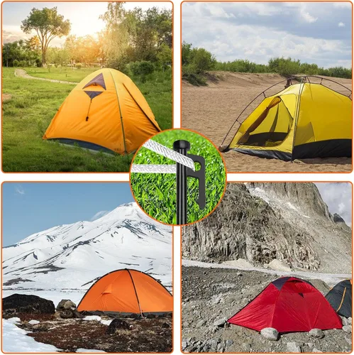 Miniatura 7 de Eurmax Estacas de lona multiusos de acero resistente de 10 pulgadas de Estados Unidos, estacas de camping para acampar al aire libre, toldo y lona