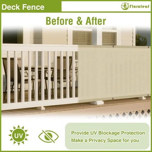 Miniatura 6 de 2.5 x 10 pies - Pantalla para valla de privacidad de balcón, protección UV, malla con bridas para cables, para exteriores, jardín, terraza, patio