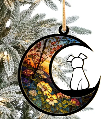 Miniatura 30 de LOVELYPOD Atrapasoles - Regalos conmemorativos de perro para amantes de los perros, una decoración de perro negro en la luna, colgantes de ventana