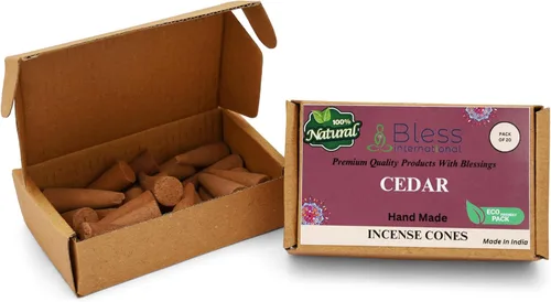Miniatura 3 de Bless International Cedro 100% natural - Conos de incienso hechos a mano, sumergidos a mano, orgánicos, sin productos químicos para purificación