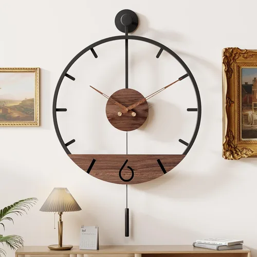 Pytha Sight Reloj de pared de péndulo decorativo moderno de 30.7 x 20 pulgadas, reloj de pared silencioso de gran tamaño de metal grande,