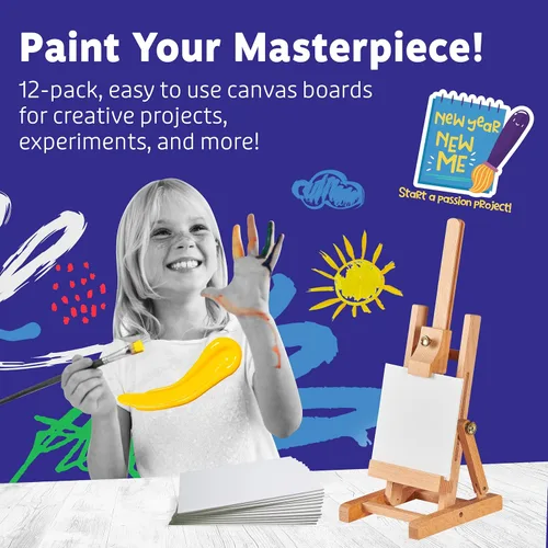 Miniatura 2 de Artlicious Lienzos para pintar – Paquete de 12,4 x 4 pulgadas de lienzo blanco – Paneles de arte 100% algodón para pintura al aceite, acrílico