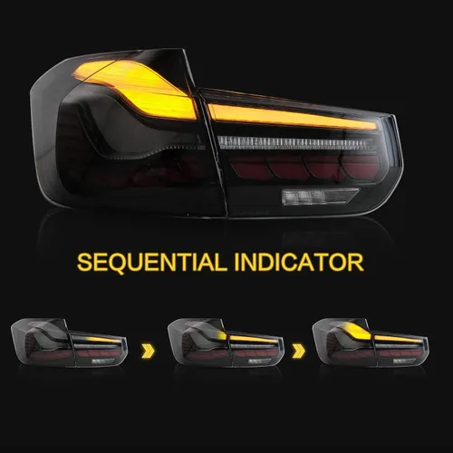 Miniatura 4 de VLAND Conjunto de luces traseras OLED para BMW M3 / Serie 3 F30 F35 F80 Sedan 6ª generación 2012-2018, lámpara trasera mejorada con escamas de 13-18