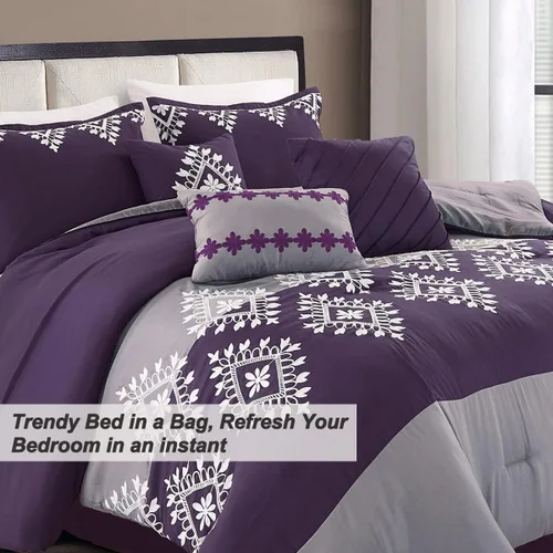 Miniatura 3 de MERRY HOME Juego de edredón de cama – Juego de edredón de tamaño King (14.11 oz/m²), juego de edredón de 7 piezas suave y cómodo para todas las Gris
