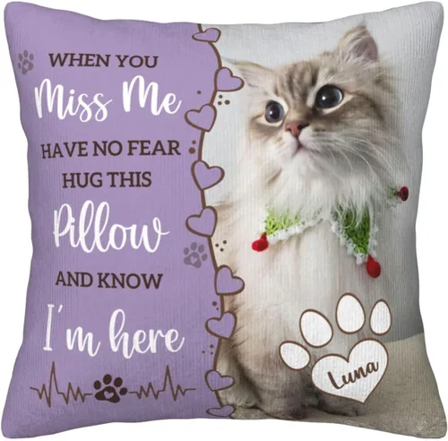 Miniatura 14 de Almohada Decorativa Conmemorativa Personalizada para Mascotas con Foto, Regalo de Condolencias por Pérdida de Perro/Gato, Regalos de Recuerdo