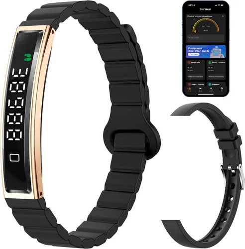 Miniatura 10 de Pulsera inteligente de fitness, monitor de ritmo cardíaco, monitor de actividad del sueño, contador de pasos, calorías, podómetro, impermeable, Negro