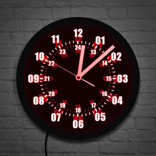 Miniatura 2 de The Geeky Days Reloj de pared con signo de neón de 24 horas de tiempo militar con retroiluminación LED zona horaria mundial militar signo de neón