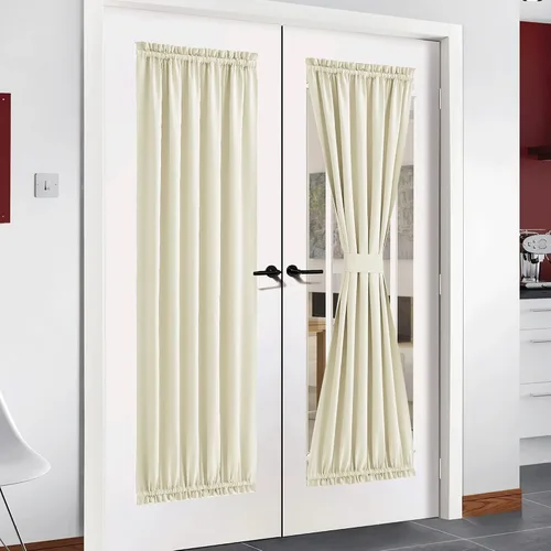 Miniatura 314 de NICETOWN Cortinas opacas unicolor con aislamiento térmico para puerta francesa, granja, oscurecimiento de habitación, puertas y ventanas de Marrón