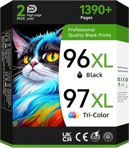 InKID Tinta de impresora 96XL 97XL compatible con cartuchos de tinta HP 96 97, paquete combinado de color negro utilizado para DeskJet 6940 9800