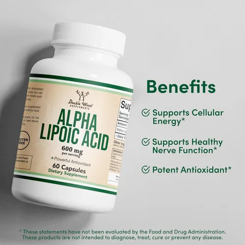 Miniatura 3 de Ácido Alfa Lipóico 600 mg por porción, 60 cápsulas (Tercera parte probada, sin transgénicos, sin gluten, seguro para veganos) Potente antioxidante