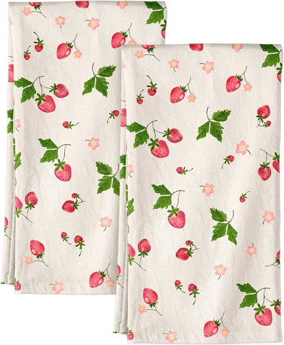 Miniatura 15 de Miss Adola - Juego de toallas de cocina de saco de harina con lazo para colgar - Juego de 2 toallas de cocina de primavera con lazo para colgar