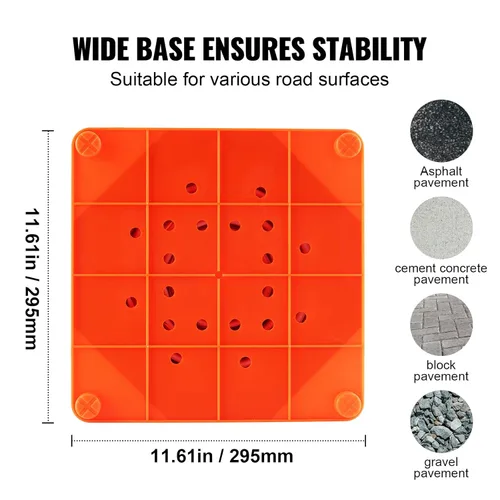 Miniatura 4 de VEVOR Conos de seguridad, paquete de 4 conos de tráfico plegables de 28 pulgadas, conos de construcción con collares reflectantes, base ancha y una