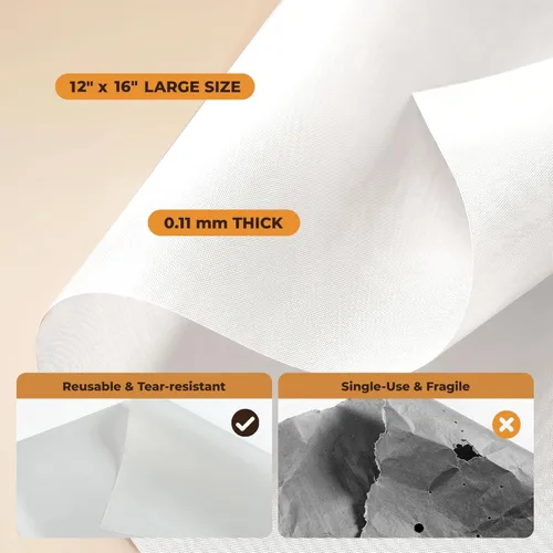 Miniatura 5 de Hoja de PTFE blanco para prensa de calor, paquete de 3 hojas de PTFE antiadherentes de 12 x 16 pulgadas, papel de transferencia de calor